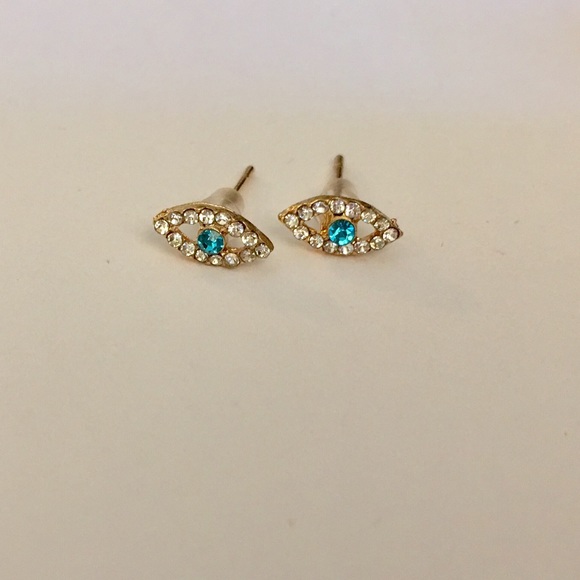 Evil Eye Minimalist Stud Earrings - Picture 2 of 8